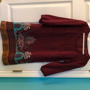 maroon 3/4 sleeve dress